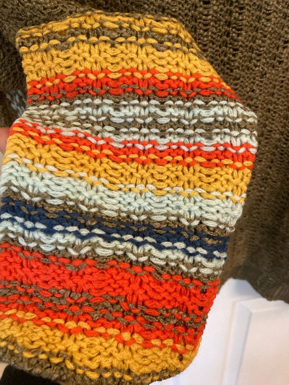 Easel LA Hooded Knit Sweater-Poncho with Multicolor Striped Sleeves - Picture 4 of 9